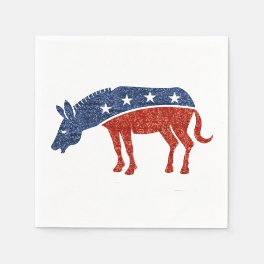 glitter democraat donkey paper napkins servetten (Voorkant)