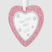 Glitter Diamond Lijst Pink Damask Valentijn Ornament (voorkant)