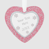Glitter Diamond Lijst Pink Damask Valentijn Ornament (voorkant)