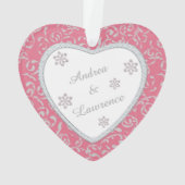 Glitter Diamond Lijst Pink Damask Valentijn Ornament (achterkant)