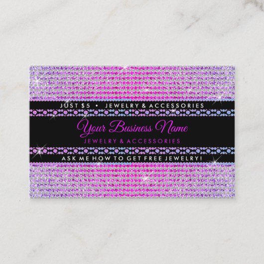 Glitter Diamonds Girly Visitekaartje (Voorkant)