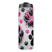 Glitter Dog Paw Prints Abstract Thermosbeker (Voorkant)
