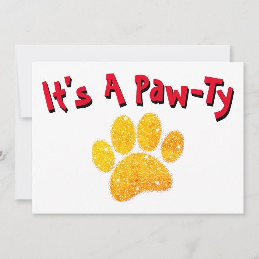Glitter Dog Pawprint Kaart (Voorkant)