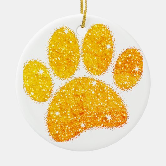  Glitter Dog Pawprint Keramisch Ornament (Voorkant)