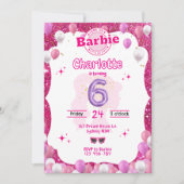 Glitter Doll Geïnspireerd Verjaardag Uitnodiging (Voorkant)