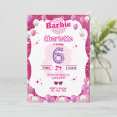 Glitter Doll Geïnspireerd Verjaardag Uitnodiging (Staand voorkant)
