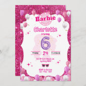 Glitter Doll Geïnspireerd Verjaardag Uitnodiging (Voorkant / Achterkant)