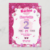 Glitter Doll Geïnspireerd Verjaardag Uitnodiging (Voorkant / Achterkant)