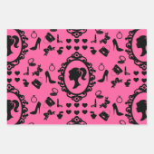 Glitter Doll Verjaardag Roze Glam Mode Inpakpapier Vel (Voorkant 2)