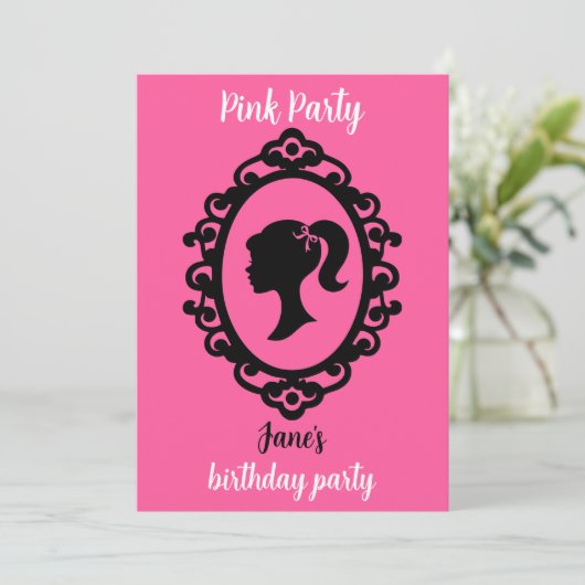 Glitter Doll Verjaardag Roze Glam Mode Kaart (Staand voorkant)