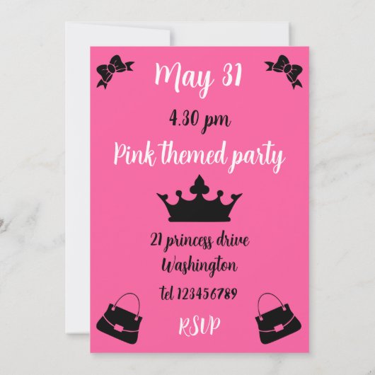 Glitter Doll Verjaardag Roze Glam Mode Kaart (Achterkant)