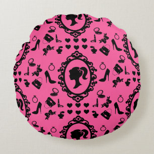 Glitter Doll Verjaardag Roze Glam Mode Rond Kussen