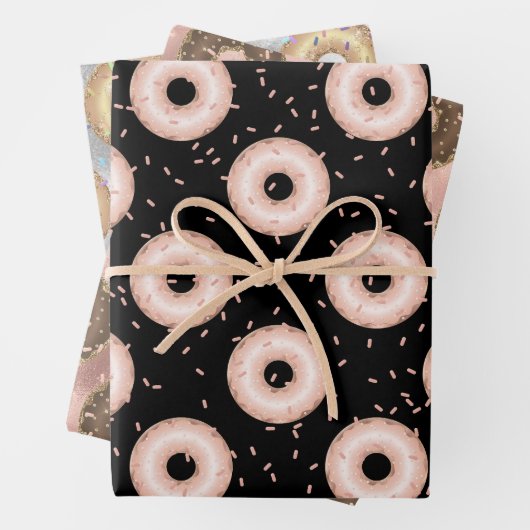 Glitter Donut Pattern Inpakpapier Vel (In situ)