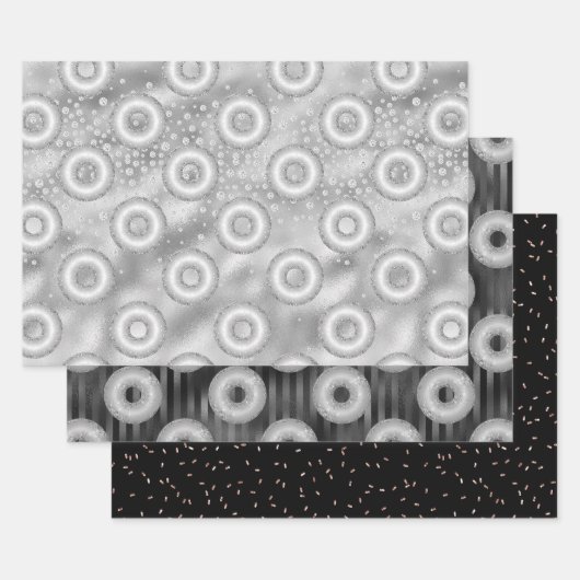 Glitter Donut Pattern Inpakpapier Vel (Set)
