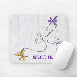 Glitter Doodle Madeliefjes Hout Muismat