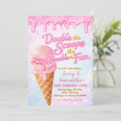 Glitter Double the Scoops Birthday Pastel Sparkle Kaart (Staand voorkant)