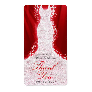 Glitter Dress op rood bedankt Eigen Wijnlabel Etiket