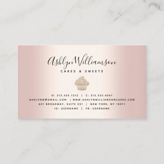 Glitter Drift Bakkerij Schuif Roze Visitekaartje (Achterkant)