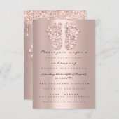 Glitter Drift Roos Gold Baby Girl Shower Feet Kaart (Voorkant / Achterkant)