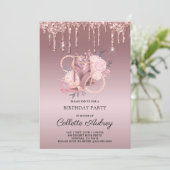 Glitter Drift Roos Gold Birthday Kaart (Staand voorkant)