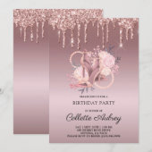 Glitter Drift Roos Gold Birthday Kaart (Voorkant / Achterkant)