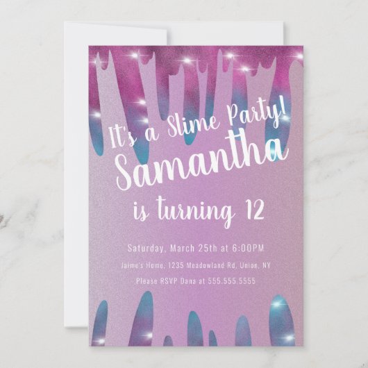 Glitter Drift Slime Party Birthday Sparkle Kaart (Voorkant)