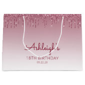 Glitter Drip 18e Verjaardag Burgundy Groot Cadeauzakje (Voorkant)