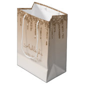 Glitter Drip 18th Birthday Gold Medium Cadeauzakje (Voorkant Gekanteld)