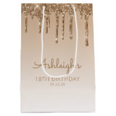 Glitter Drip 18th Birthday Gold Medium Cadeauzakje (Achterkant)