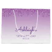 Glitter Drip 18th Birthday Paars Groot Cadeauzakje (Achterkant)