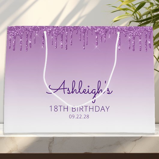 Glitter Drip 18th Birthday Paars Groot Cadeauzakje