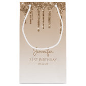 Glitter Drip 21st Birthday Gold Klein Cadeauzakje (Achterkant)