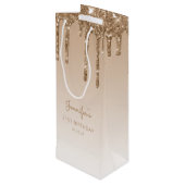 Glitter Drip 21st Birthday Gold Wijn Cadeautas (Achterkant Gekanteld)