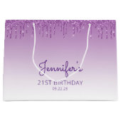 Glitter Drip 21st Birthday Paars Groot Cadeauzakje (Voorkant)