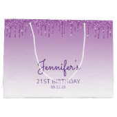 Glitter Drip 21st Birthday Paars Groot Cadeauzakje (Achterkant)