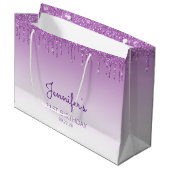 Glitter Drip 21st Birthday Paars Groot Cadeauzakje (Voorkant Gekanteld)