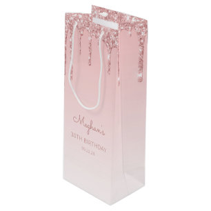 Glitter Drip 30e verjaardag Roze Wijn Cadeautas