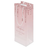 Glitter Drip 30th Birthday Pink Wijn Cadeautas (Achterkant Gekanteld)