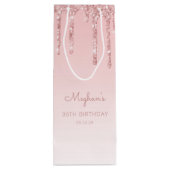 Glitter Drip 30th Birthday Pink Wijn Cadeautas (Achterkant)