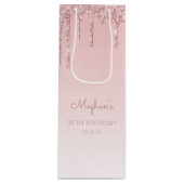 Glitter Drip 30th Birthday Pink Wijn Cadeautas (Voorkant)