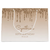 Glitter Drip 60th Birthday Gold Groot Cadeauzakje (Voorkant)