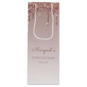 Glitter Drip 70th Birthday Roos Gold Wijn Cadeautas (Voorkant)