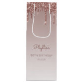 Glitter Drip 80th Birthday Roos Gold Wijn Cadeautas (Voorkant)