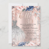 Glitter Drip Blue Flowers 30th Birthday Kaart (Voorkant)