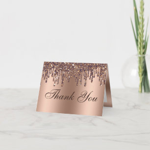 Glitter Drip Bronzen Baby Voeten Dank u kaart