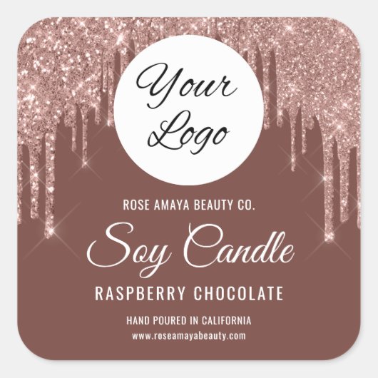 Glitter Drip Candle Beauty Product Label Sticker (Voorkant)