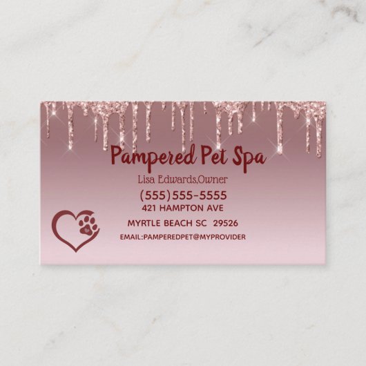 Glitter Drip Dog Grooming Dog Spa Appointcard Afsprakenkaartje (Voorkant)
