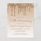 Glitter Drip Gold 50th Anniversary Invitation (Devant)