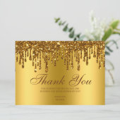 Glitter Drip Gold Baby Feet Hartelijk dank Bedankkaart (Staand voorkant)