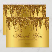 Glitter Drip Gold Baby Feet Hartelijk dank Bedankkaart (Voorkant / Achterkant)